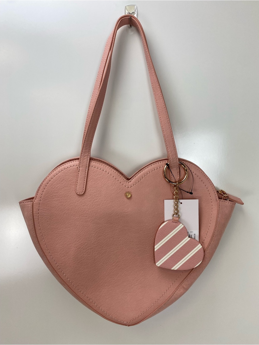 LC Lauren Conrad Pink Heart-Shaped Shoulder Bag with Heart Charm